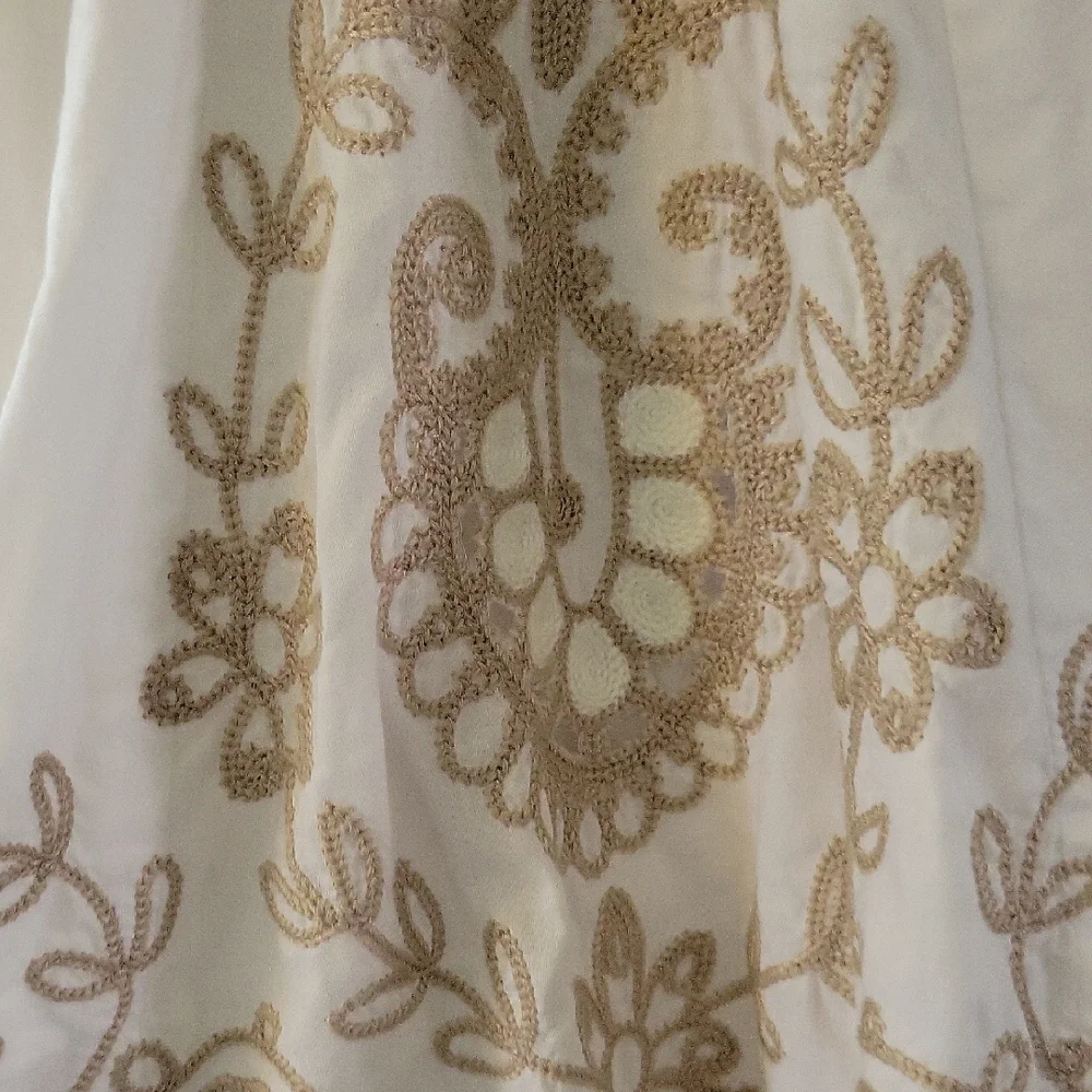 White Tan Fit and Flare Maxi Skirt - Picture 2 of 4